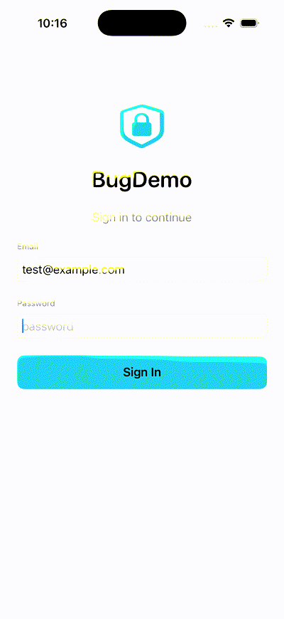 ios_act demo: password field filled across two frames
